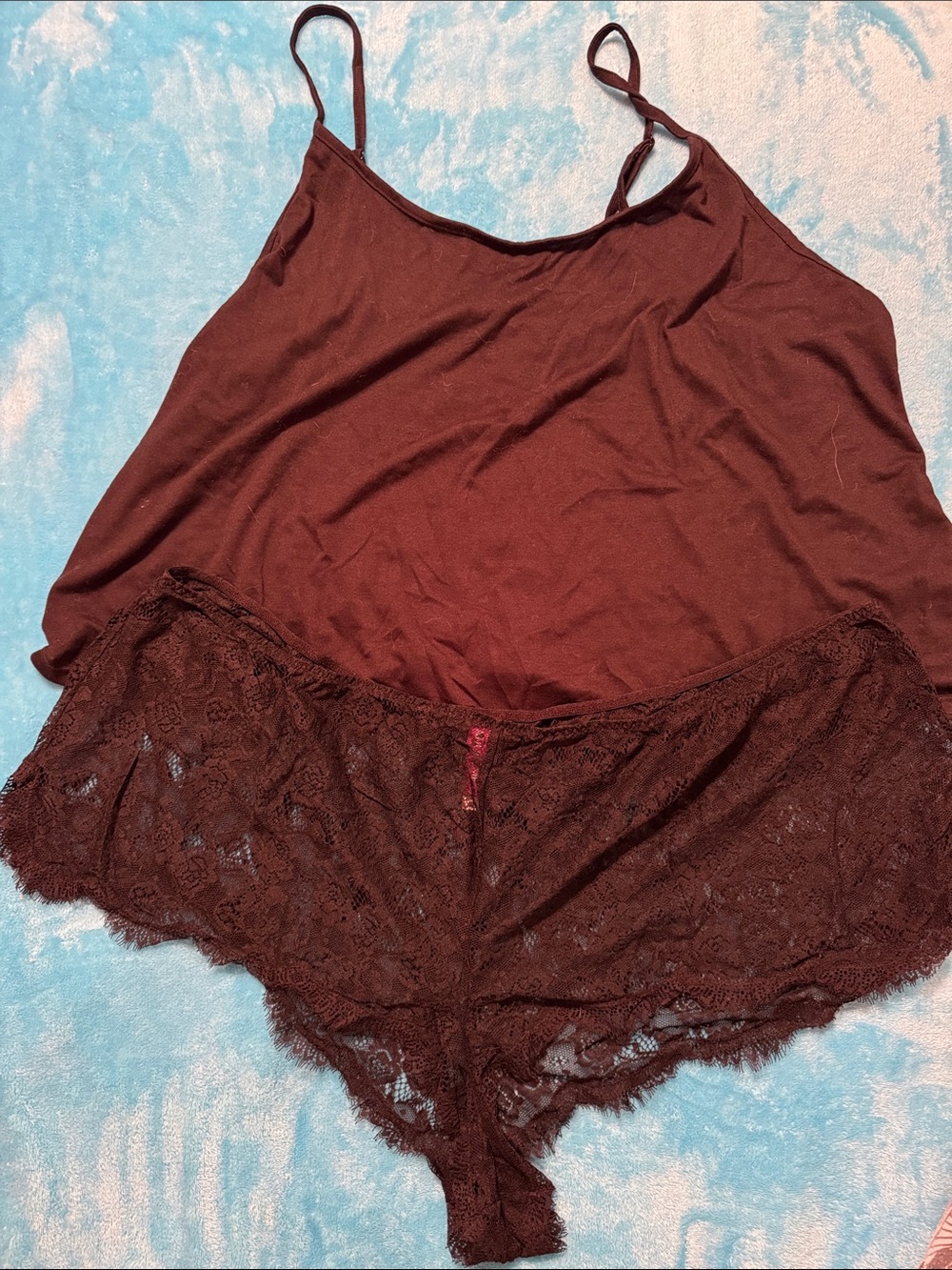 Adore Me Chocolate Lace-Trim Cami & Short Sleep Set